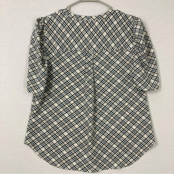1. State Plaid V Neck Soft Lightweight Short Sleeve Button Down Large - Picture 9 of 10